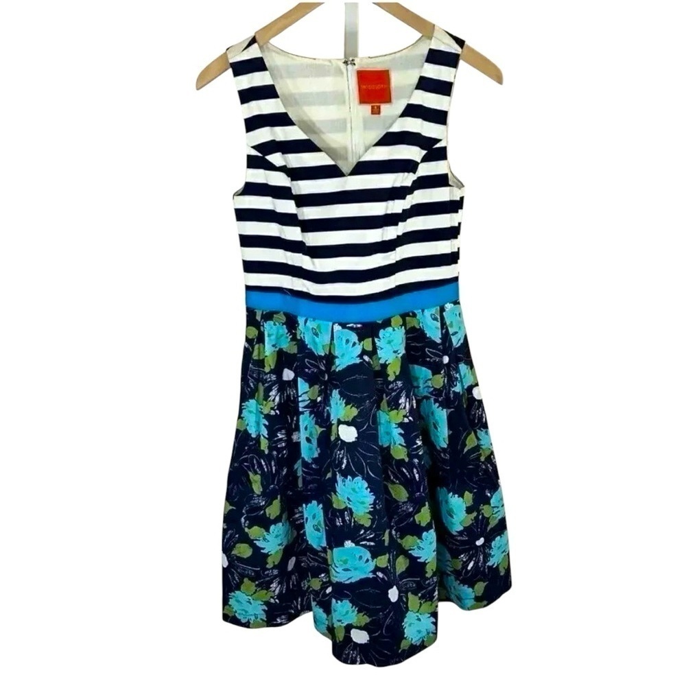 2/$30 ModCloth Size Small Dress Retro Striped Lilypad Print Sleeveless Floral